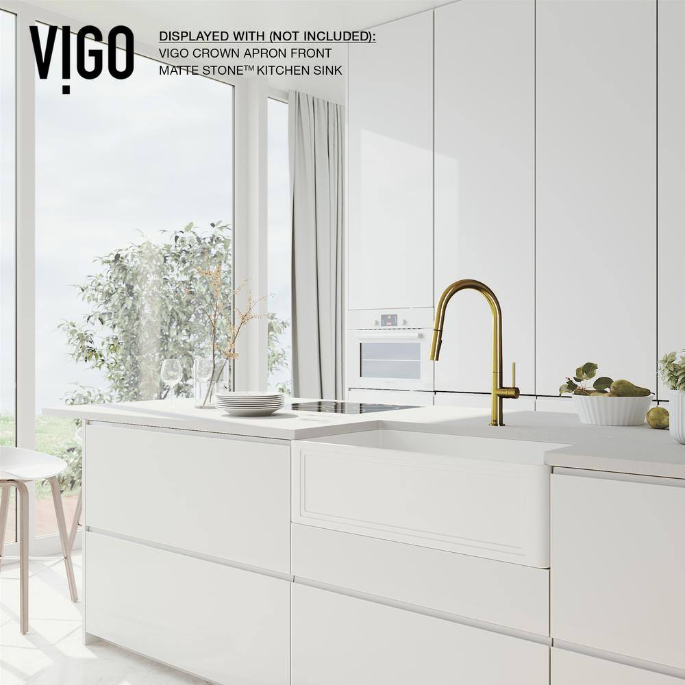VIGO Greenwich Single-Handle Pull-Down Sprayer Kitchen Faucet in Matte Gold