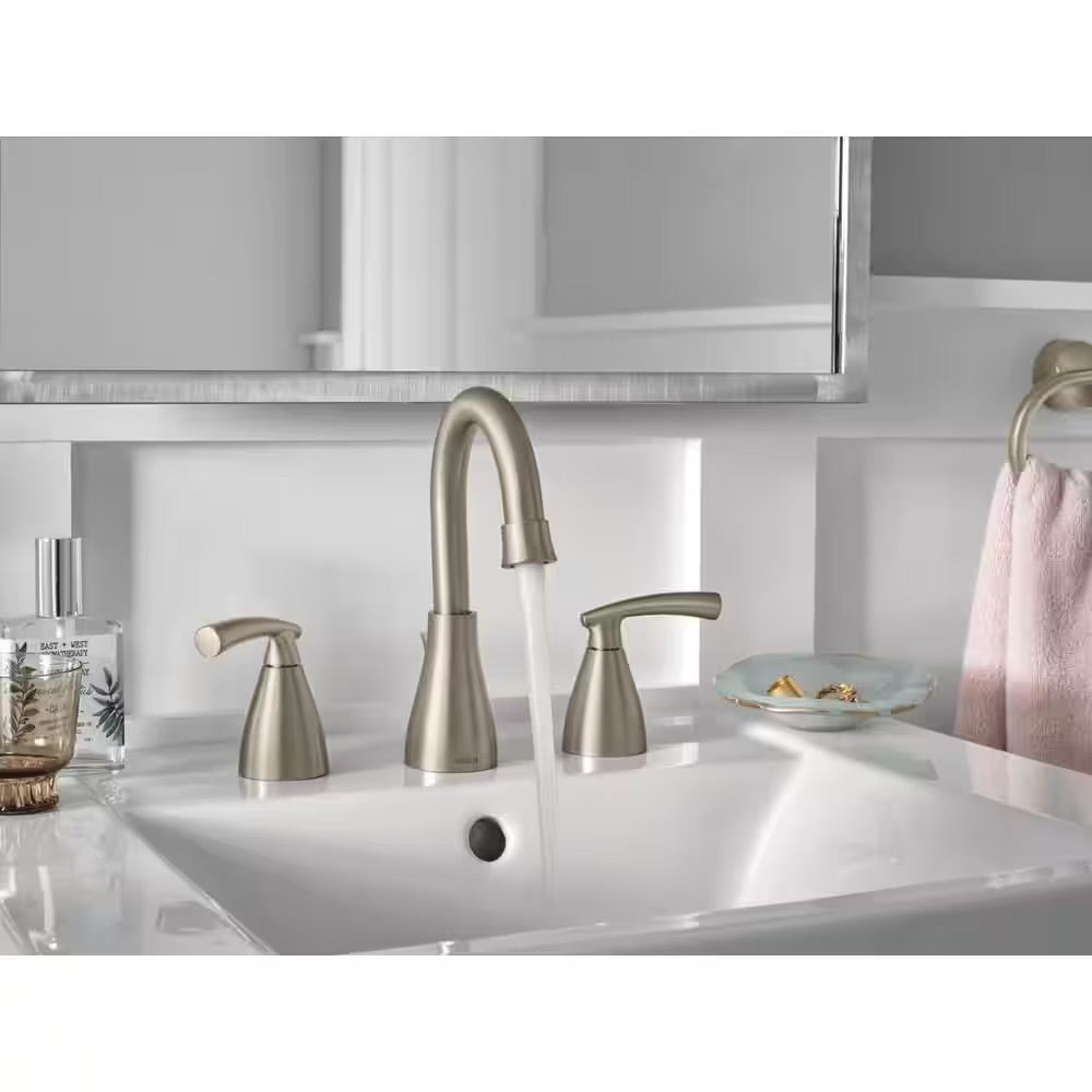 MOEN Essie 8 in. Widespread 2-Handle Bathroom Faucet in Spot Resist Brushed Nickel