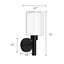 LamQee 11 in. H. 1-Light Black Without Chain Wall Sconce Clear Glass Cylinder-Light