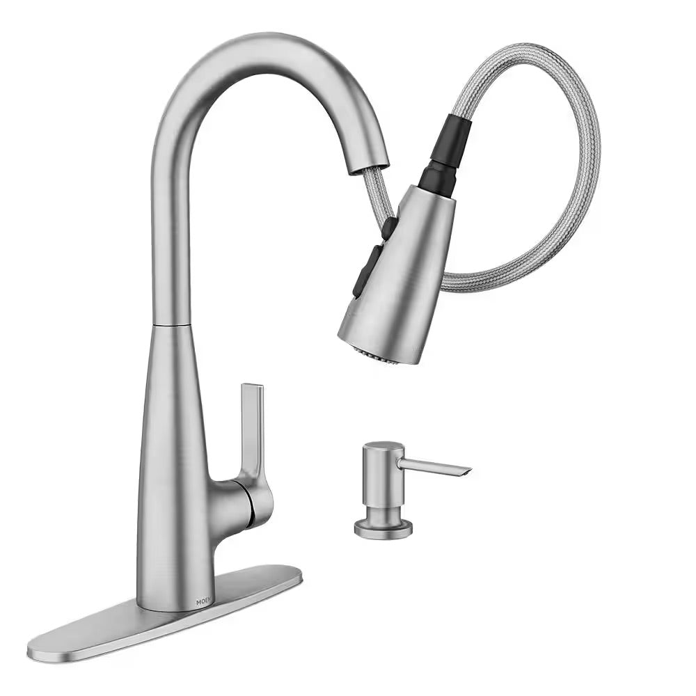 MOEN Haelyn Single-Handle Pull-Down Sprayer Kitchen Faucet with Reflex and Power Clean in Spot Resist Stainless