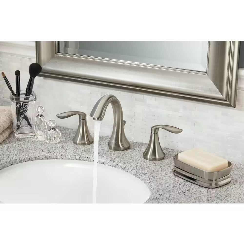 MOEN Eva 8 in. Widespread 2-Handle High-Arc Bathroom Faucet Trim Kit in Brushed Nickel (Valve Not Included)