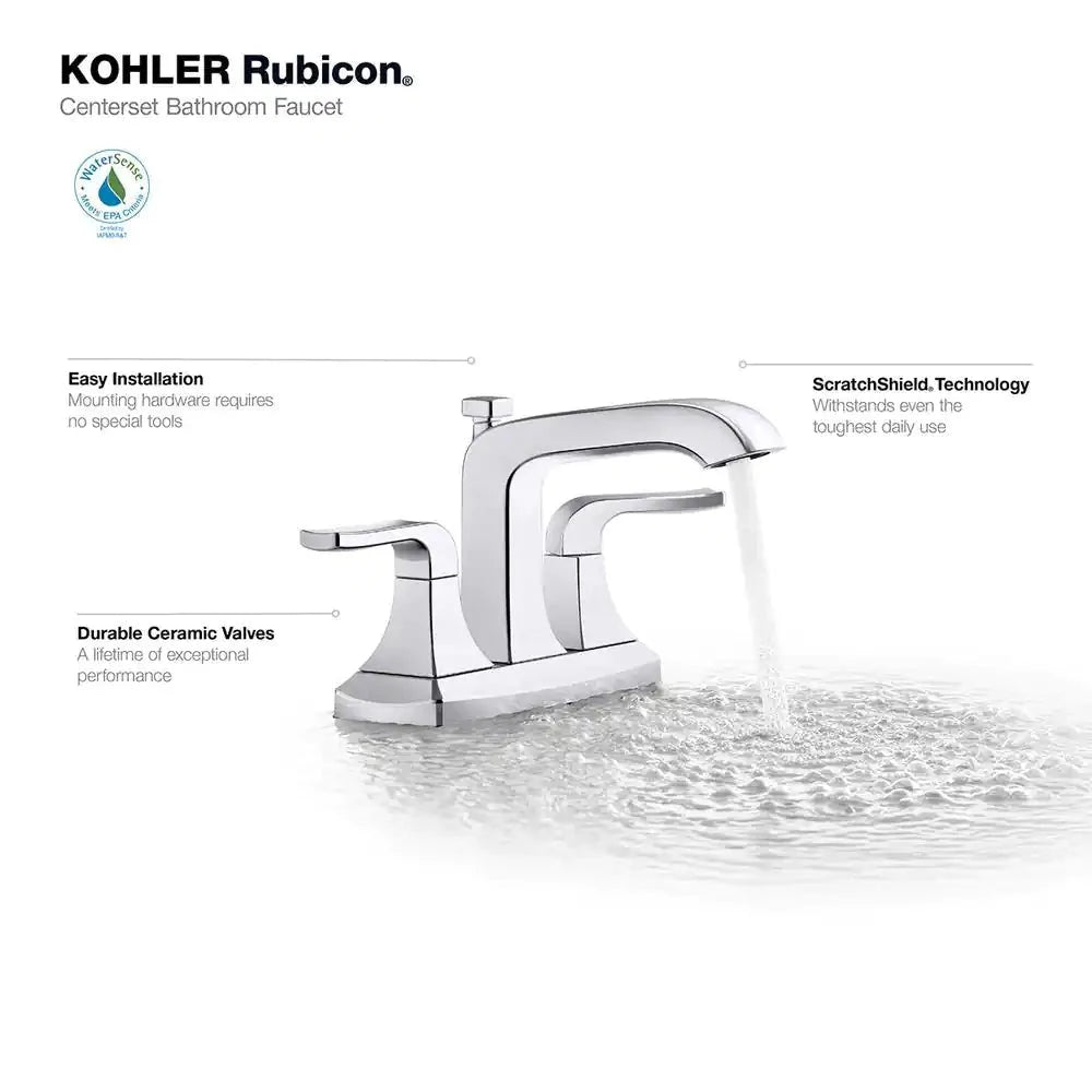 KOHLER Rubicon 4 in. Centerset 2-Handle Bathroom Faucet in Polished Chrome