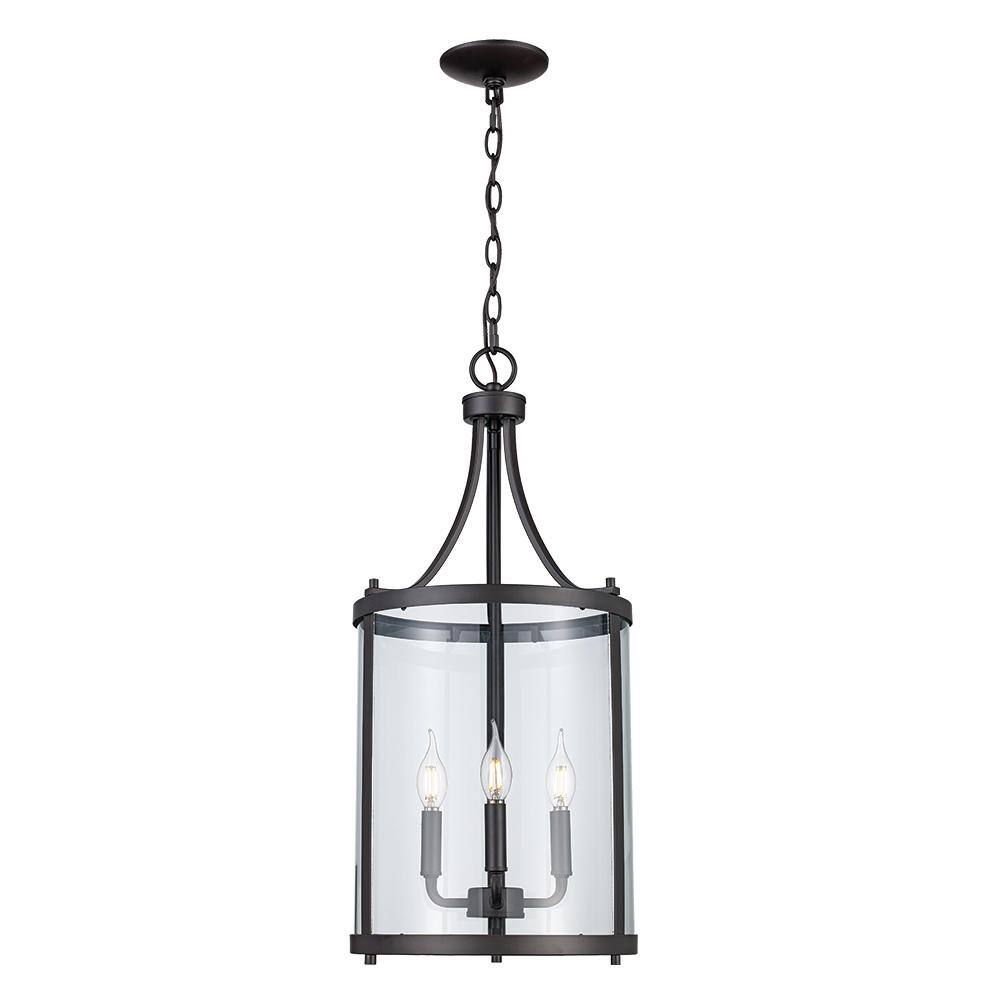 Monteaux Lighting 3-Light Bronze Pendant with Clear Glass Shade