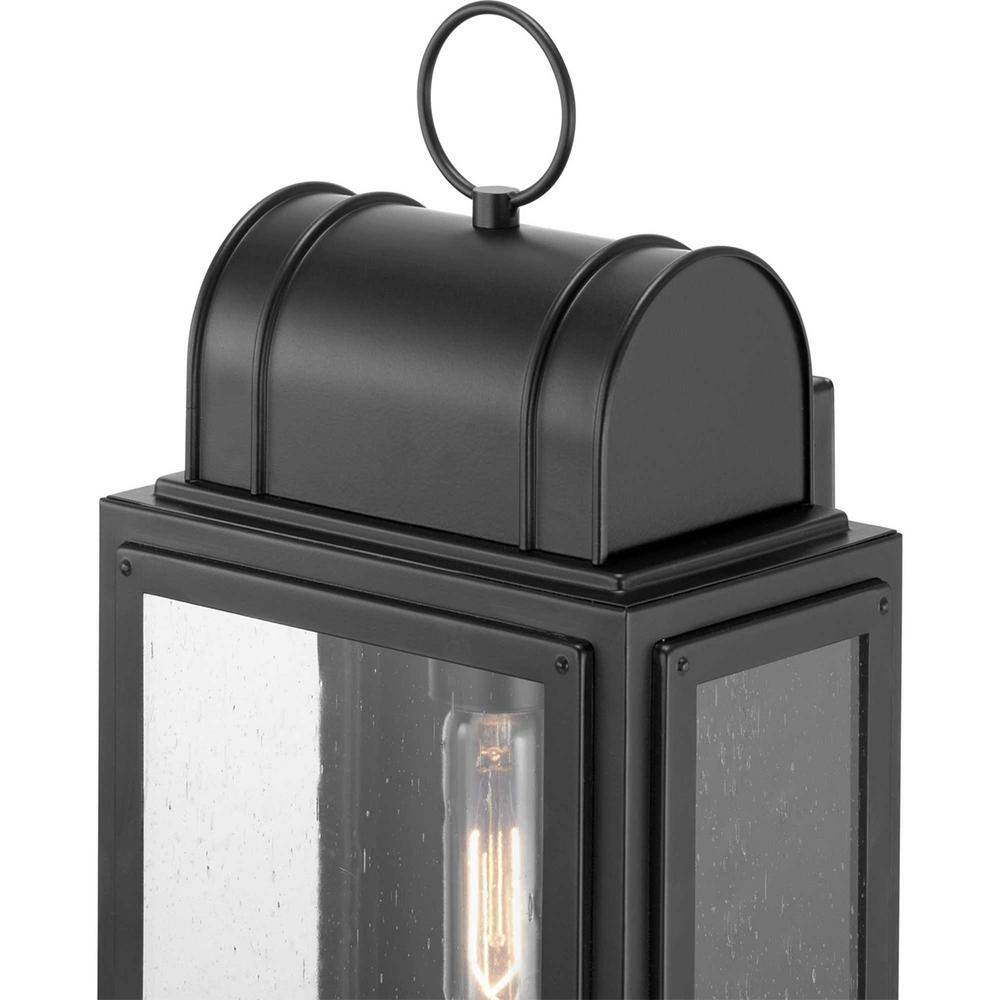 Progress Lighting Landstone 1-Light 17 in. Matte Black Outdoor Wall Lantern with Clear Glass