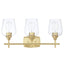 Pia Ricco 3-Light Aged Brass Bathroom Vanity Light