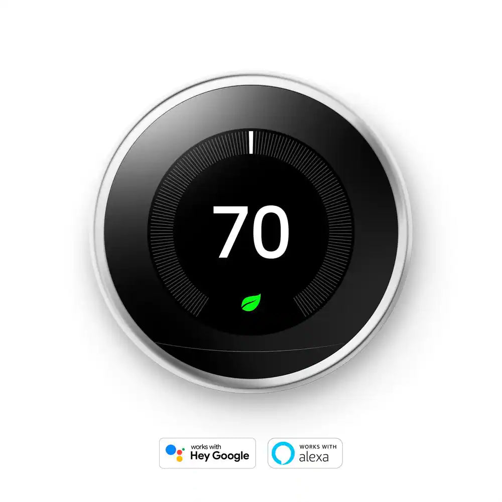 Google Nest Learning Thermostat - Smart Wi-Fi Thermostat - Polished Steel