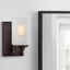 Hampton Bay Hartford Lake 7.28 in. 1-Light Oil Rubbed Bronze Indoor Wall Sconce with Linen Glass Shade, Rustic Farmhouse Wall Light