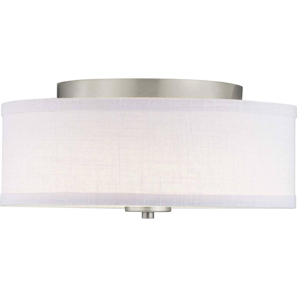 Progress Lighting Inspire Collection Brushed Nickel Integrated LED Transitional Kitchen Ceiling Light Drum Flush Mount