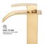 Zalerock Single-Handle Arc Single-Hole Bathroom Faucet with Waterfall in Brushed Gold