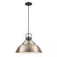 Home Decorators Collection Shelston 16 in. 1-Light Antique Gold Farmhouse Hanging Kitchen Pendant Light with Metal Shade