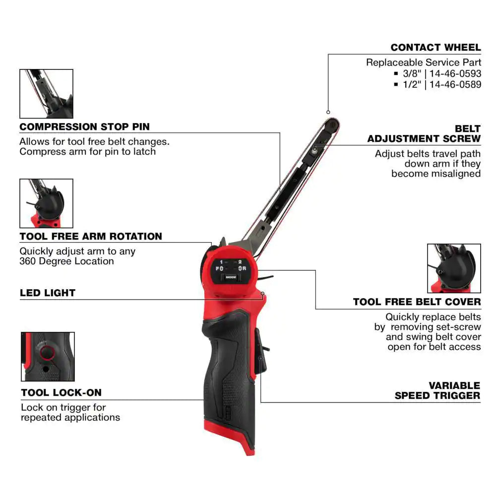 Milwaukee M12 FUEL 12V Lithium-Ion Brushless Cordless 1/2 in. x 18 in. Bandfile (Tool-Only)