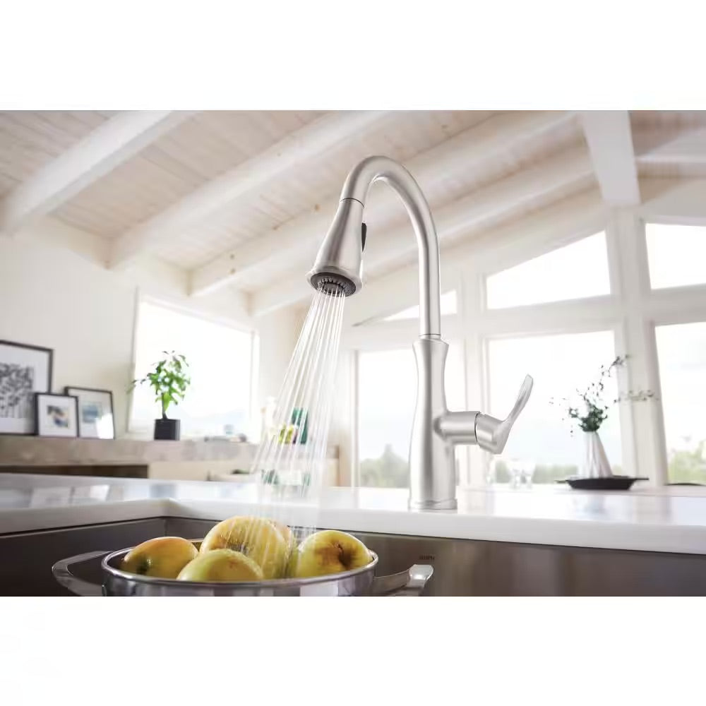 MOEN Nellis Single-Handle Pull-Down Sprayer Kitchen Faucet with Reflex and Power Clean in Spot Resist Stainless