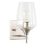 Merra 1-Light Brushed Nickel Wall Sconce Vanity Light with Glass Shade