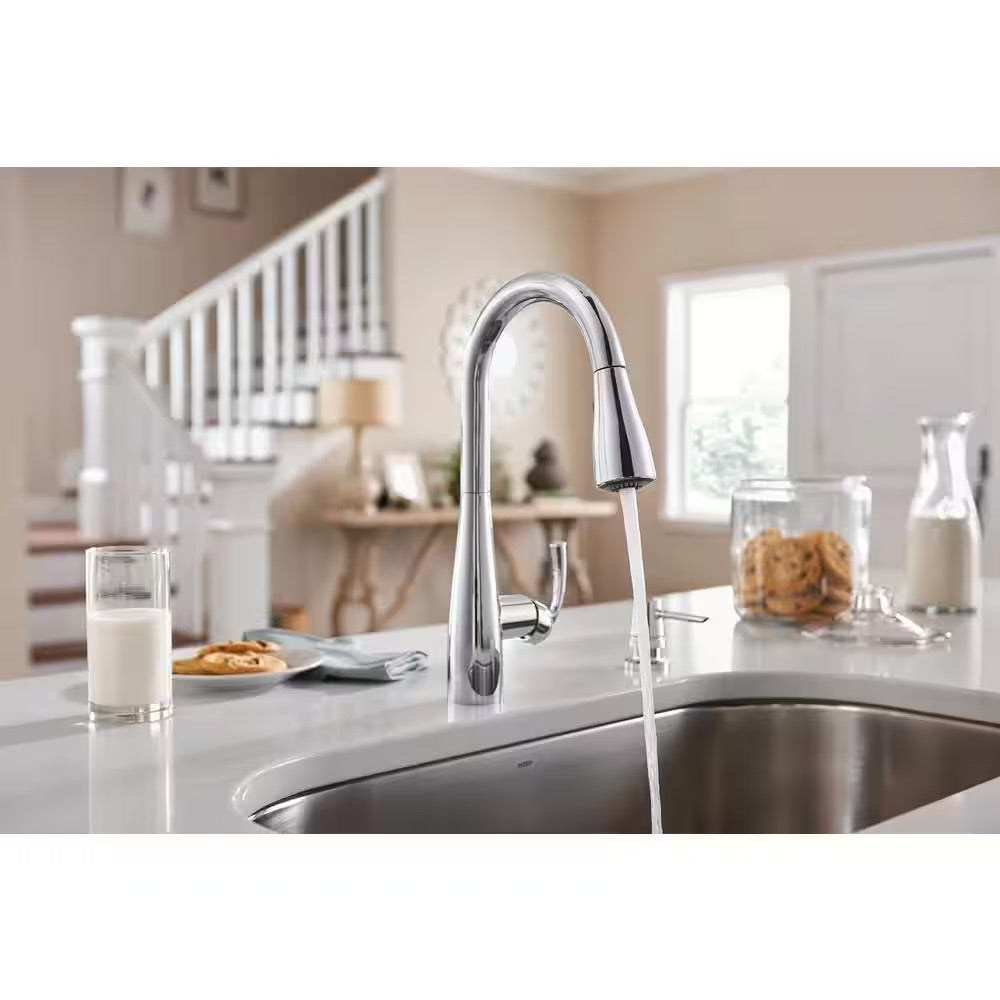 MOEN Essie Single-Handle Pull-Down Sprayer Kitchen Faucet with Reflex and Power Clean in Chrome