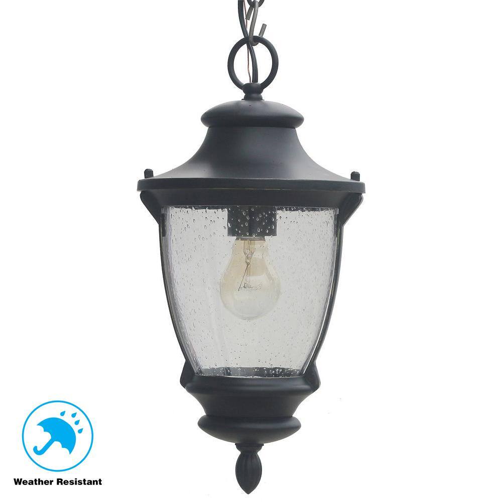 Home Decorators Collection Wilkerson 1-Light Black Outdoor Chain Hung Lantern