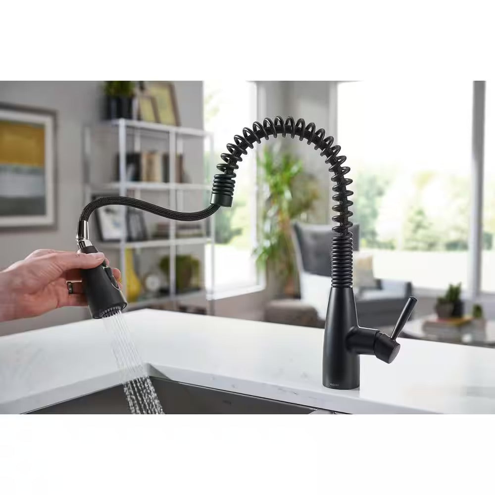 MOEN Springvale Single-Handle Pull-Down Sprayer Kitchen Faucet with Reflex and Power Boost in Matte Black