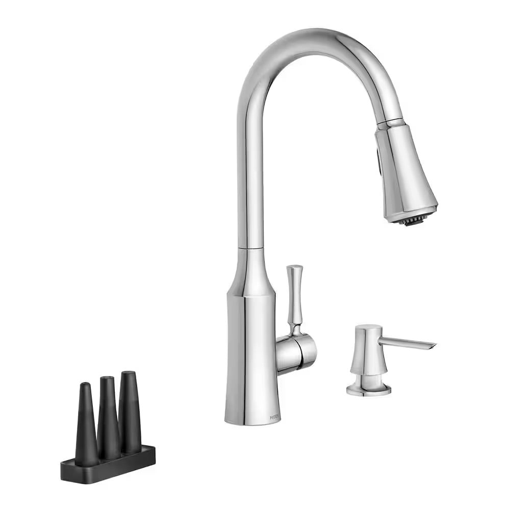 MOEN Venango Single-Handle Pull-Down Sprayer Kitchen Faucet with Reflex and Power Clean Attachments in Chrome