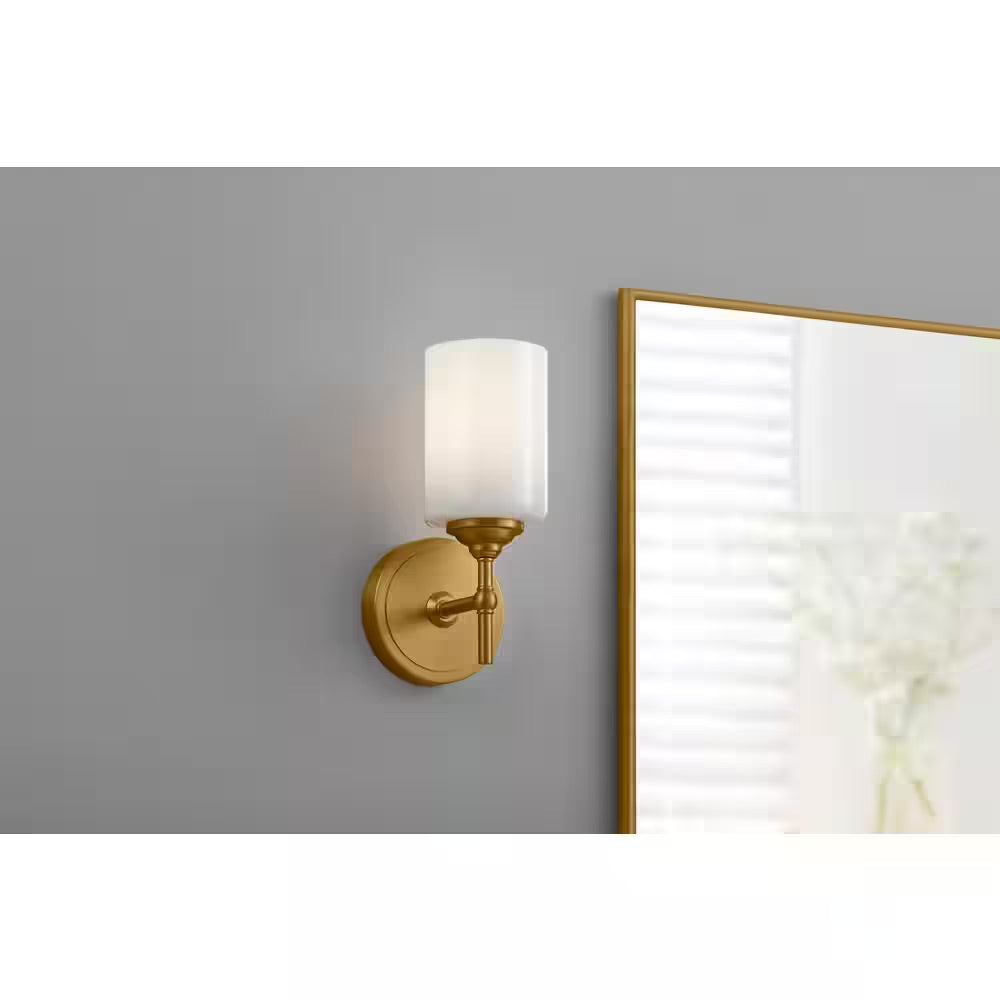 Home Decorators Collection Ayelen 1-Light Matte Brass Indoor Wall Sconce, Modern Wall Light
