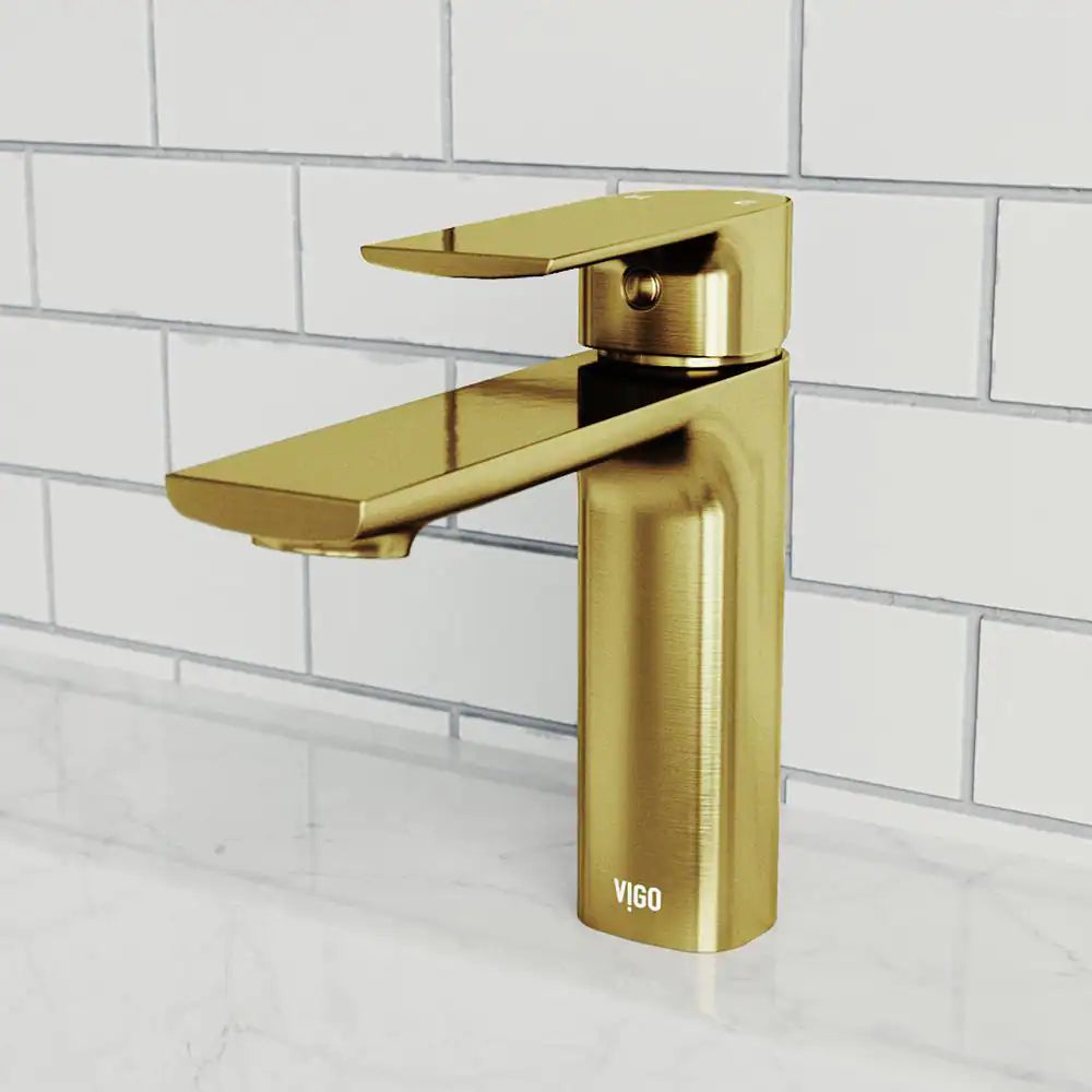 VIGO Davidson Single-Handle Single Hole Bathroom Faucet in Matte Gold