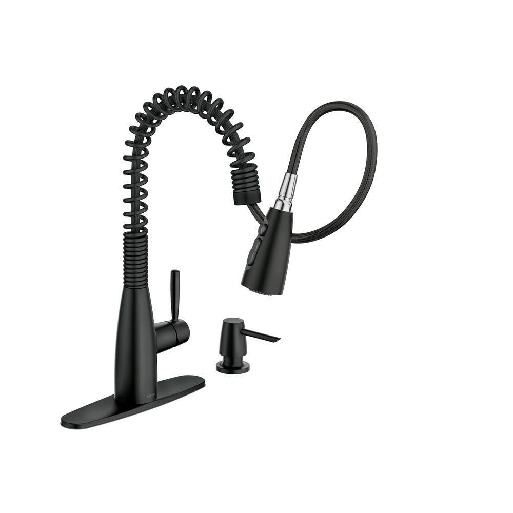 MOEN Springvale Single-Handle Pull-Down Sprayer Kitchen Faucet with Reflex and Power Boost in Matte Black