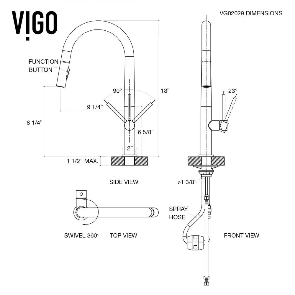 VIGO Greenwich Single-Handle Pull-Down Sprayer Kitchen Faucet in Matte Black