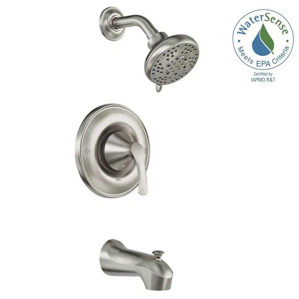 MOEN Darcy Single-Handle 5-Spray 1.75 GPM Tub and Shower Faucet in Spot Resist Brushed Nickel (Valve Included)