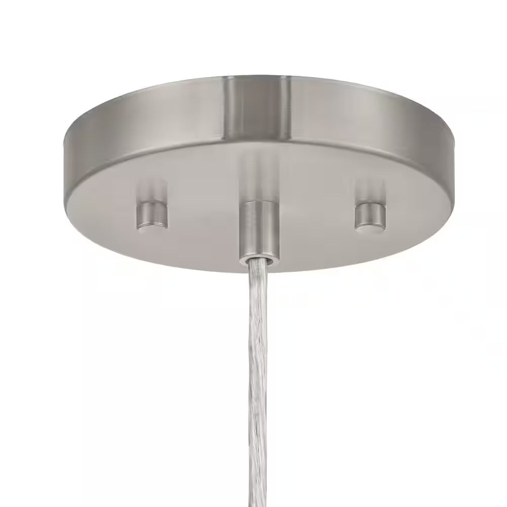 Hampton Bay Rigby 1-Light Brushed Nickel Mini Pendant, Farmhouse Hanging Light, Kitchen Pendant Lighting