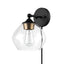 Globe Electric Brown 1-Light Matte Black and Gold Plug-In or Hardwire Wall Sconce with 6 ft. Cord