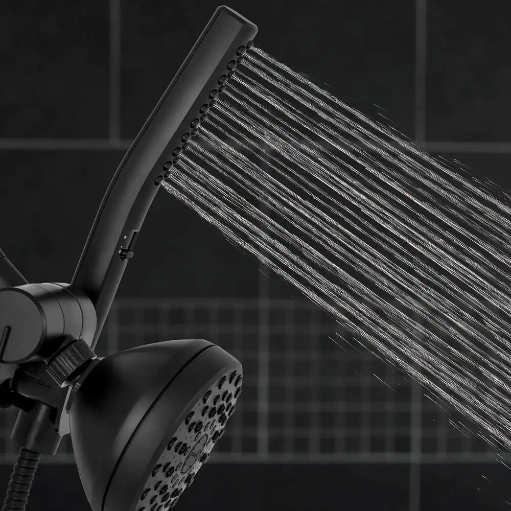 Waterpik 12-Spray High Pressure 1.8 GPM 5 in. Wall Mount Dual Shower Head and Handheld Shower Head in Matte Black