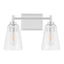 Hampton Bay Wakefield 15 in. 2-Light Chrome Modern Vanity Light with Clear Glass Shades