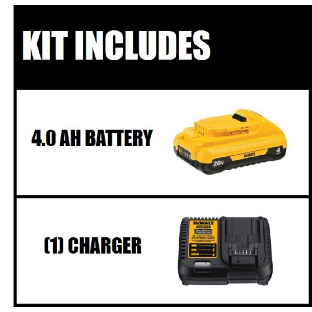 DEWALT 20V MAX Compact Lithium-Ion 4.0Ah Battery Pack with 12V to 20V MAX Charger
