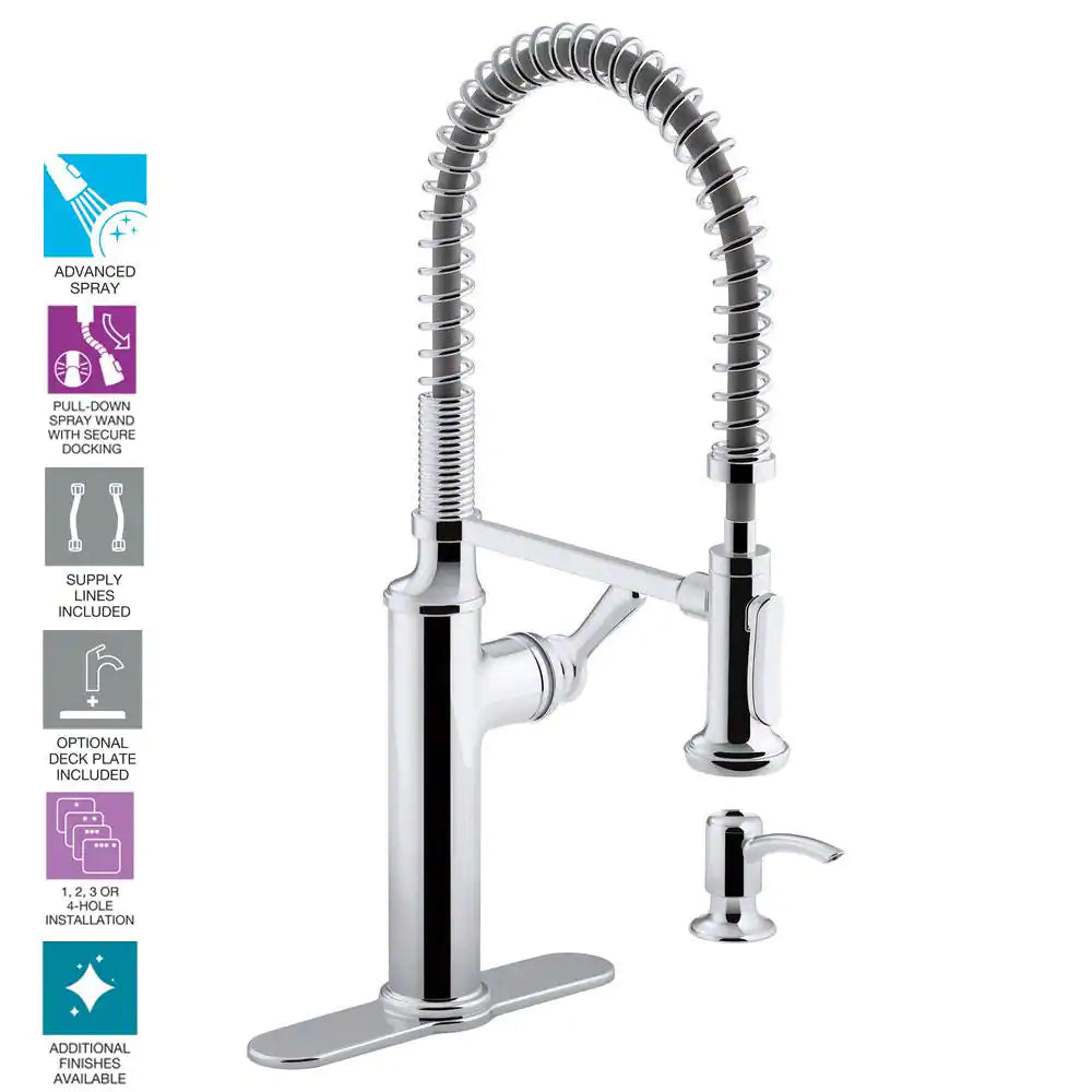 KOHLER Sous Pro-Style Single-Handle Pull-Down Sprayer Kitchen Faucet in Chrome