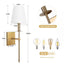 LamQee 1-Light Antique Gold Wall Sconce with White Fabric Shade
