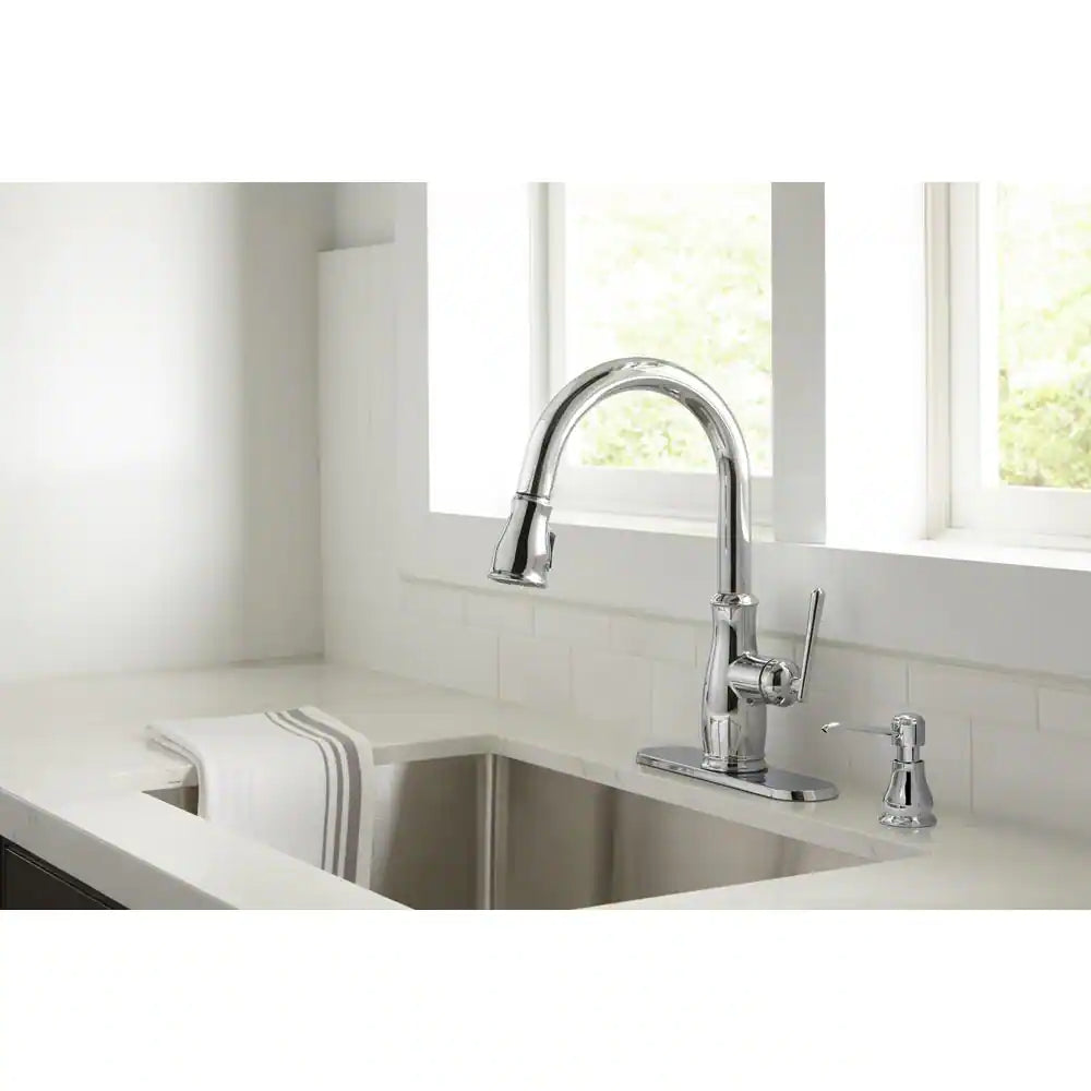 Glacier Bay Kagan Single-Handle Pull-Down Sprayer Kitchen Faucet with Soap Dispenser in Chrome