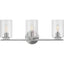 Hampton Bay Champlain 22.375 in. 3-Light Brushed Nickel Modern Bathroom Vanity Light with Clear Glass Shades