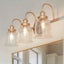 Uolfin Modern Bell Brass Gold Bathroom Vanity Light 3-Light Dome Powder Room Wall Sconce Light with Seeded Glass Shades