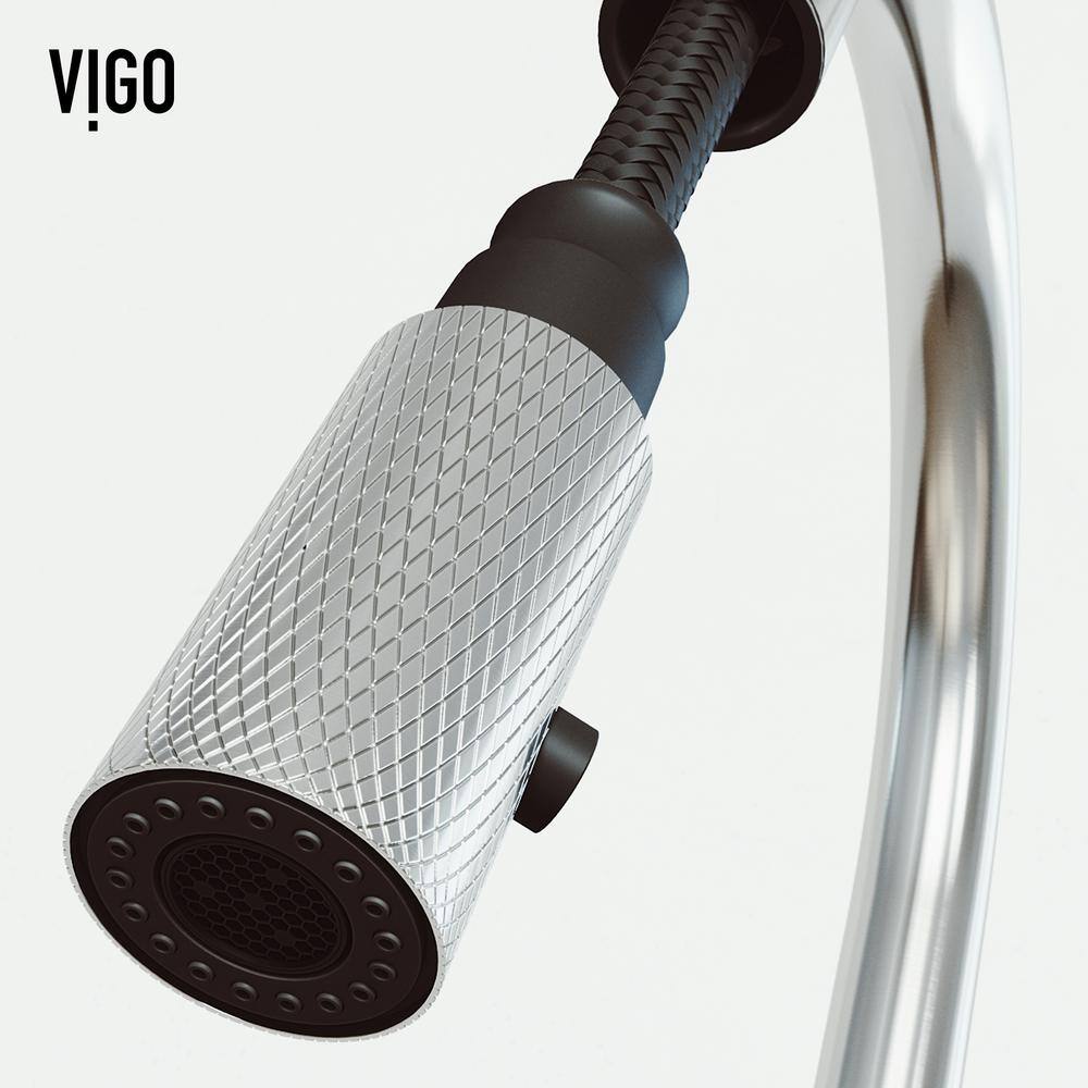 VIGO Bristol Single Handle Pull-Down Sprayer Kitchen Faucet in Stainless Steel