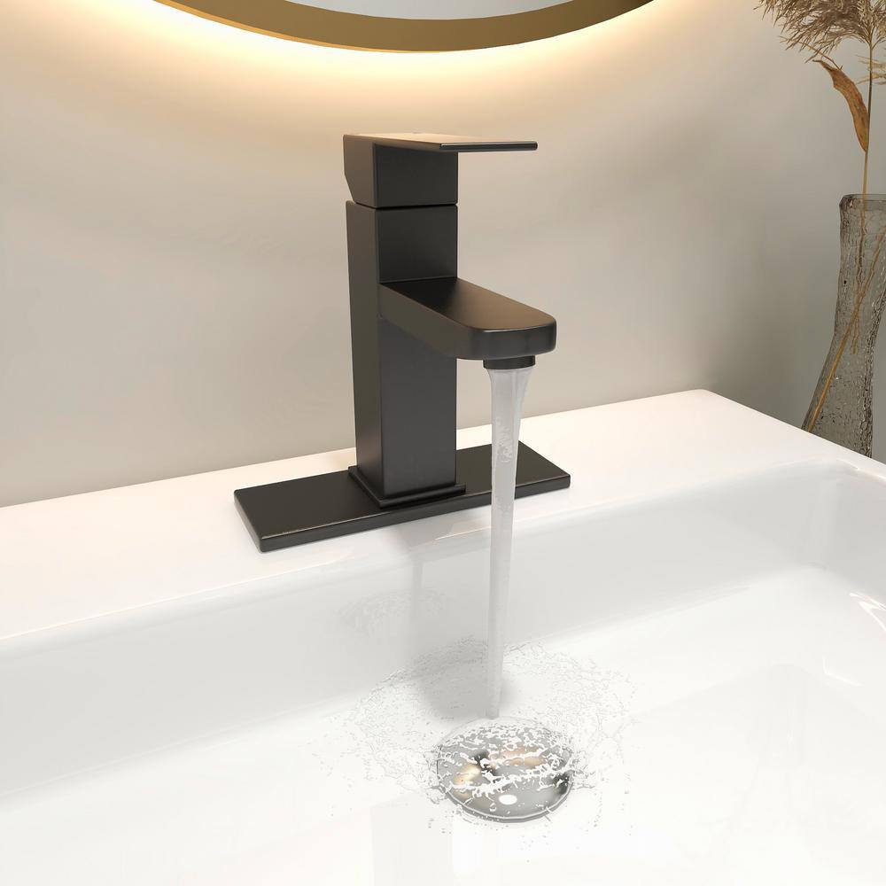 Pia Ricco Single-Handle Single-Hole Bathroom Faucet in Matte Black