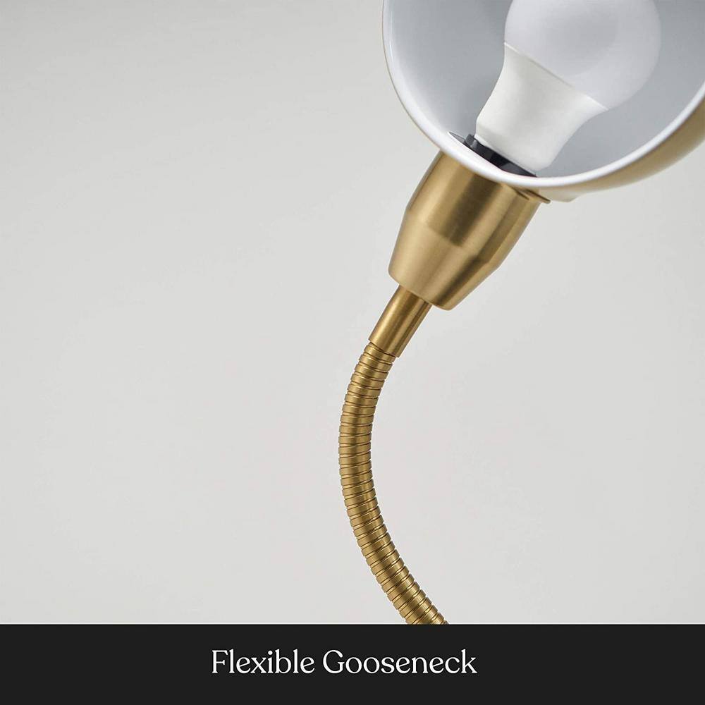 Brightech Regent 68 in. Antique Brass LED Floor Lamp with Adjustable Gooseneck