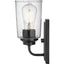Hampton Bay Evangeline 4.5 in. 1-Light Matte Black Indoor Wall Farmhouse Sconce with Clear Seeded Glass Shade