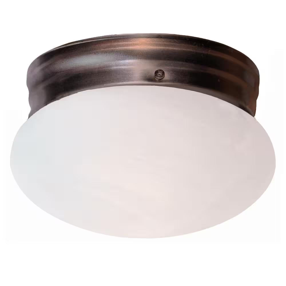 Bel Air Lighting Dash 10 in. 2-Light Oil Rubbed Bronze Flush Mount Kitchen Ceiling Light Fixture with Marbleized Glass