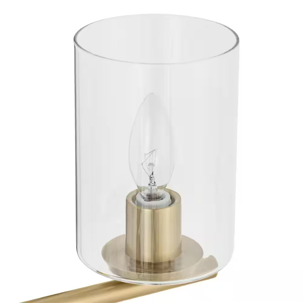 Hampton Bay Champlain 22.375 in. 3-Light Satin Brass Modern Bathroom Vanity Light with Clear Glass Shades