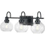 Home Decorators Collection Halyn 23 in. 3-Light Matte Black Bathroom Vanity Light with Clear Glass Shades