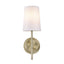 Globe Electric Clarissa 1-Light Matte Brass Wall Sconce with White Fabric Shade