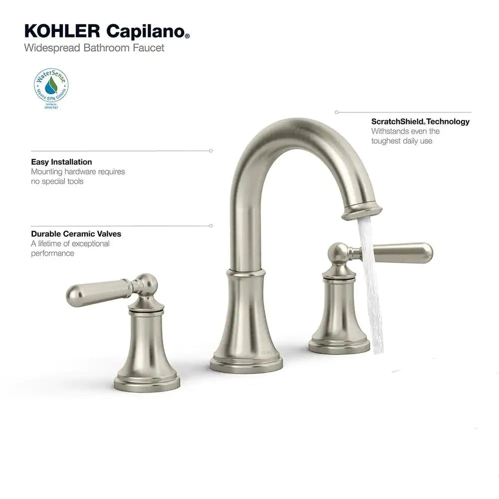 KOHLER Capilano 8 in. Widespread 2-Handle Bathroom Faucet in Vibrant Brushed Nickel