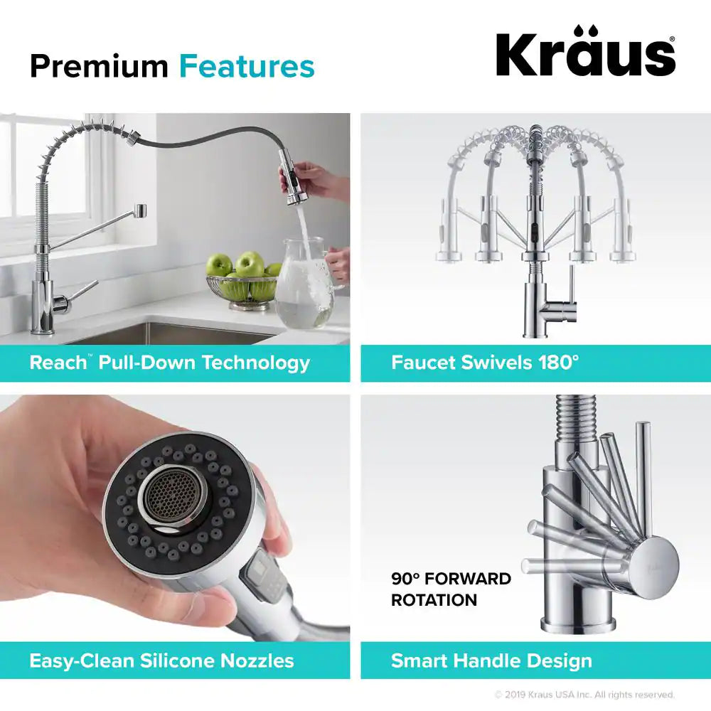 KRAUS Bolden Single-Handle Pull-Down Sprayer Kitchen Faucet with Dual Function Spray Head in Chrome