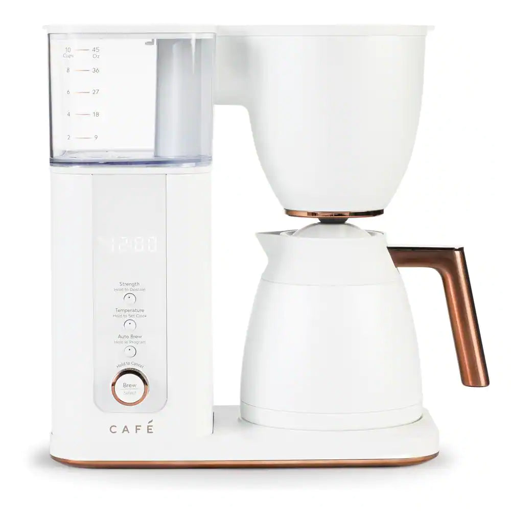 Cafe 10 Cup Matte White Specialty Drip Coffee Maker with Insulated Thermal Carafe, and WiFi connected