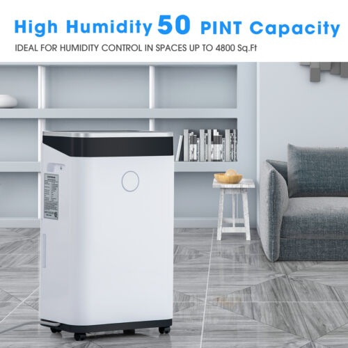 Merax Large Space Auto Defrost High Humidity 50-Pints Dehumidifier with 6.5 l Water tank and Continuous Drain Hose