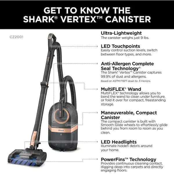 Shark Vertex DuoClean PowerFins Corded Bagless Canister Vacuum Cleaner
