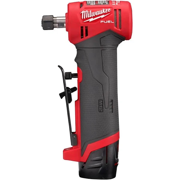 Milwaukee M12 FUEL 12V Lithium-Ion Brushless Cordless 1/4 in. Right Angle Die Grinder Kit w/ (2) 2.0Ah Batteries